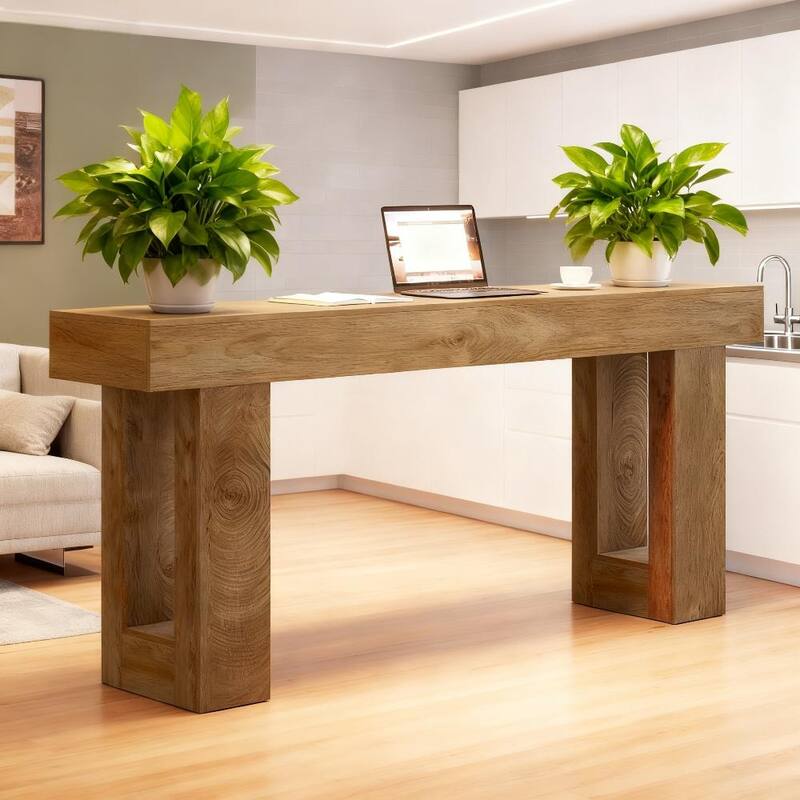 Rectangular Wooden Console Table - Sofa Table Behind Couch