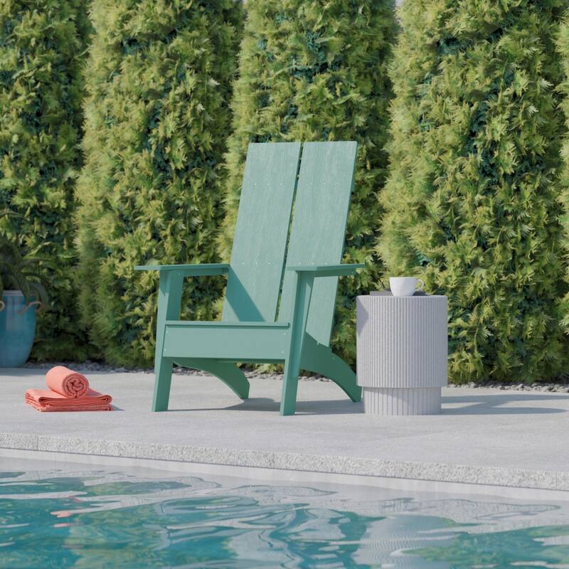 Modern Dual Slat Back Indoor/Outdoor Adirondack Patio Chair