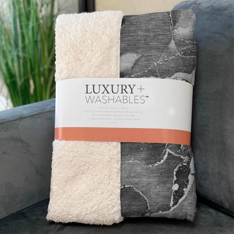 Premium Machine Washable Abstract Contemporary Sherpa Throw Blanket