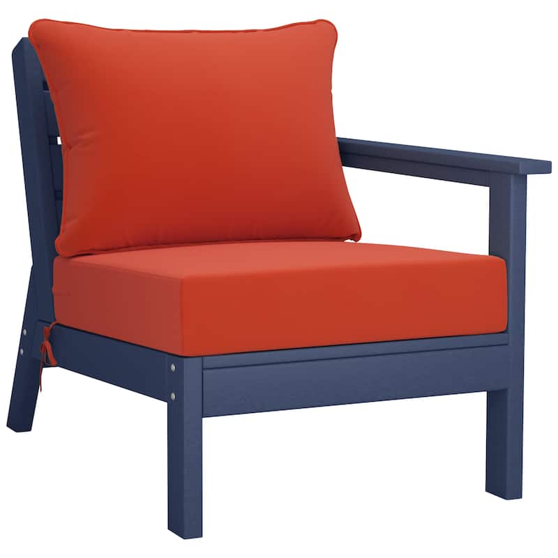 Polytrends Birchwood All Weather HDPE Outdoor Patio Deep Seating Navy Blue Sofa With Cushions (3-Piece)