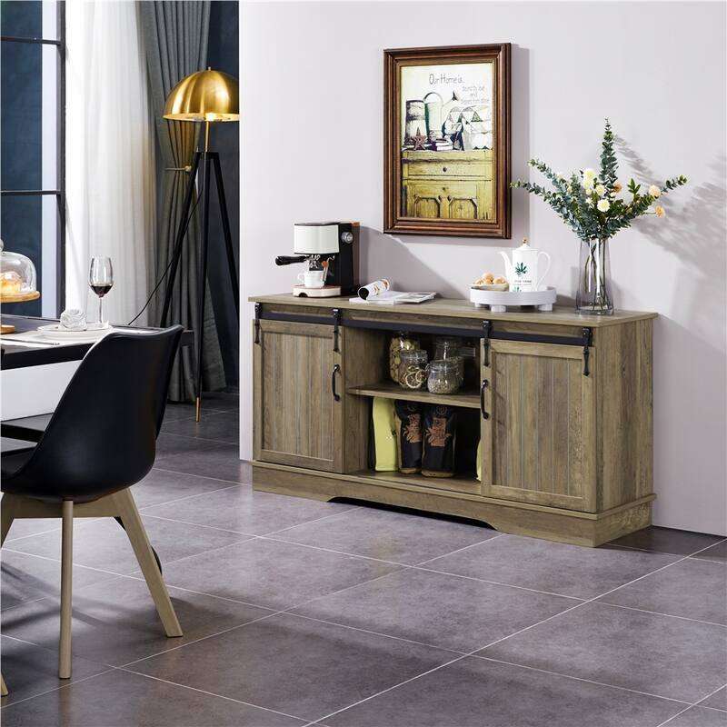 Yaheetech Industrial Classic Farmhouse TV Stand for TVs up to 65"