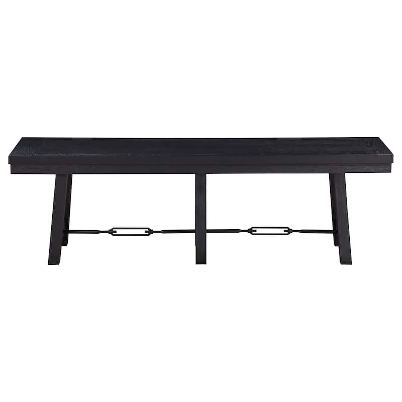 Newport Black Wood Trestle Base Dining Bench