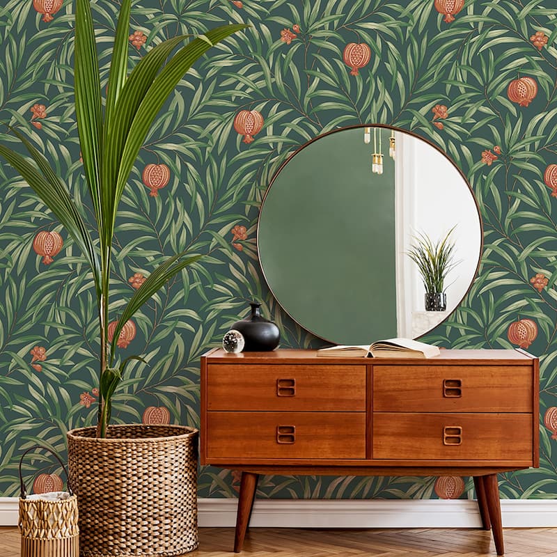 Belgravia Decor Elena Green Pomegranate Wallpaper