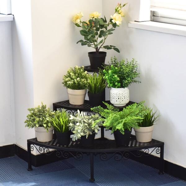 3 Tier Corner Metal Flower Ladder Plant Stand 24 X 24 X 23 6 L X W X H Overstock 28430528 Visit your local at home store to purchase. usd