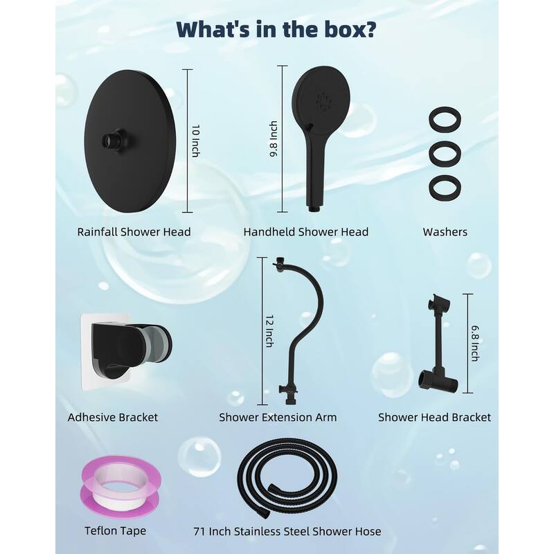 Self-cleaning 10" High Pressure Rainfall Shower head with Hand Spray