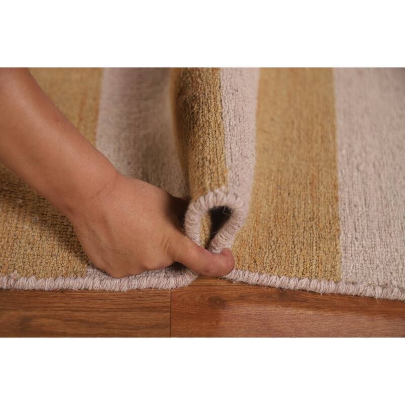 Striped Modern Gabbeh Area Rug Handmade Wool Carpet - 6'5" x 10'1"
