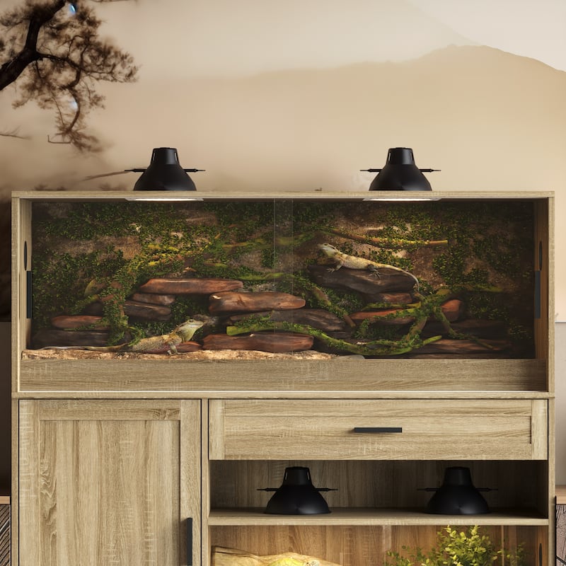 Reptile Cabinet Reptile Enclosure Cabinet with Tempered Glass Sliding Doors