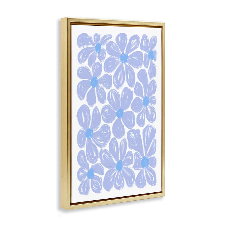Stupell Blue Blooms Patterned Framed Floater Canvas Wall Art Design By Martina Pavlova