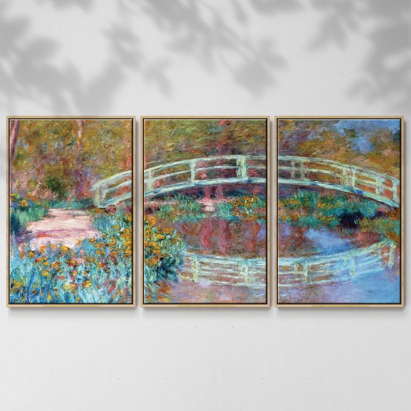 The Japanese Bridge (The Bridge in Monet's Garden), 1900 - Multi Piece Framed Canvas - 24 x 36 - Natural