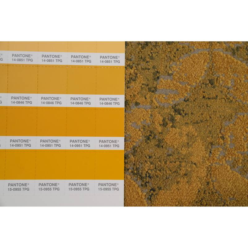 Machine Made Oriental Polyester Carpet Geometric Yellow & Gold Distressed Area Rug - 7' 5'' X 5' 2''
