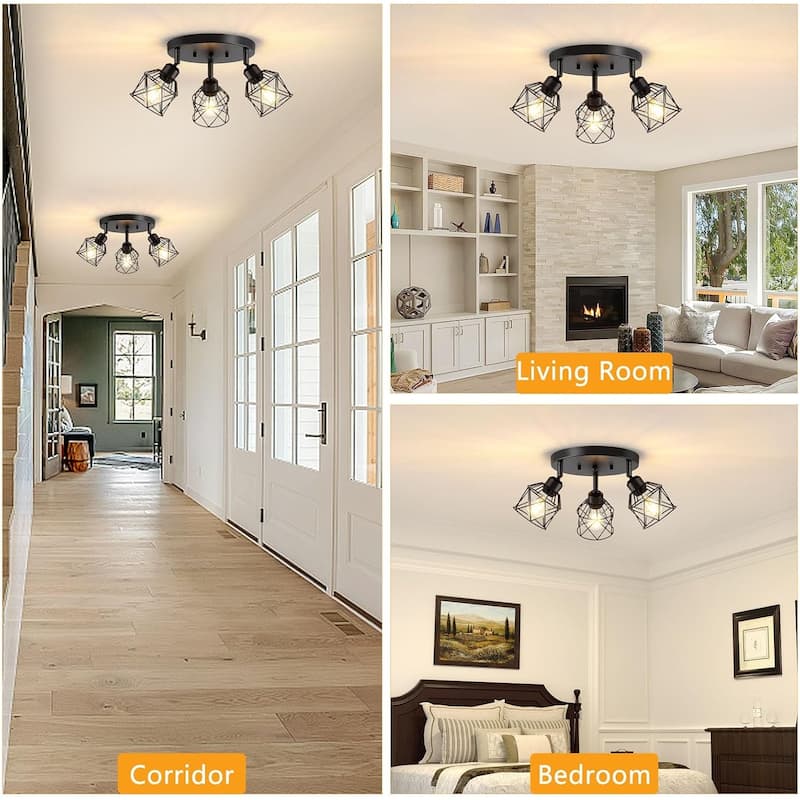 3-light kitchen light black ceiling light metal hallway light