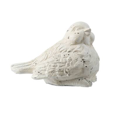 A&B Home Small 9-inch Worn White Bird Figurine