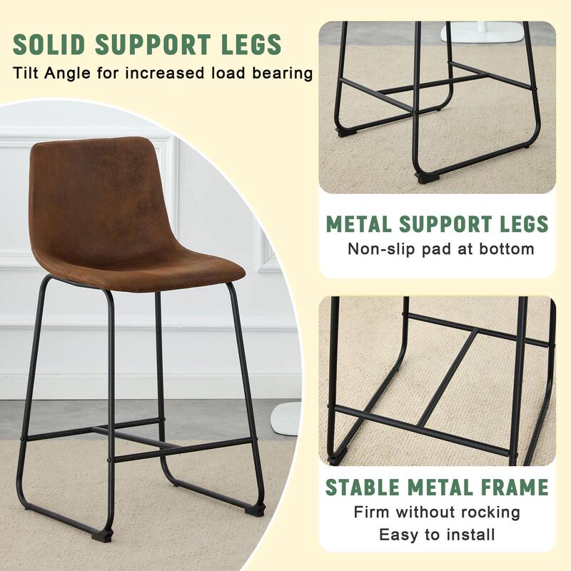 Set of 2 Modern Minimalist Style PU Material Bar Stools - Black, suitable for kitchen, bar, and modern home design
