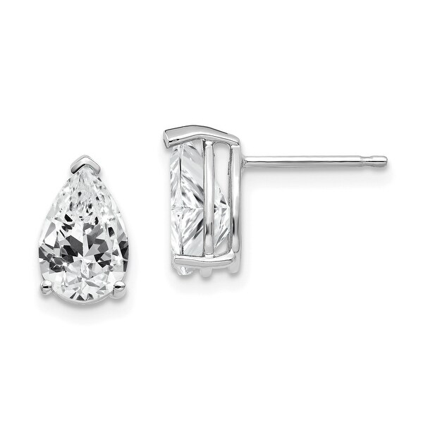 14K White Gold 9x6mm Pear Cubic Zirconia Earrings by Versil. Opens flyout.