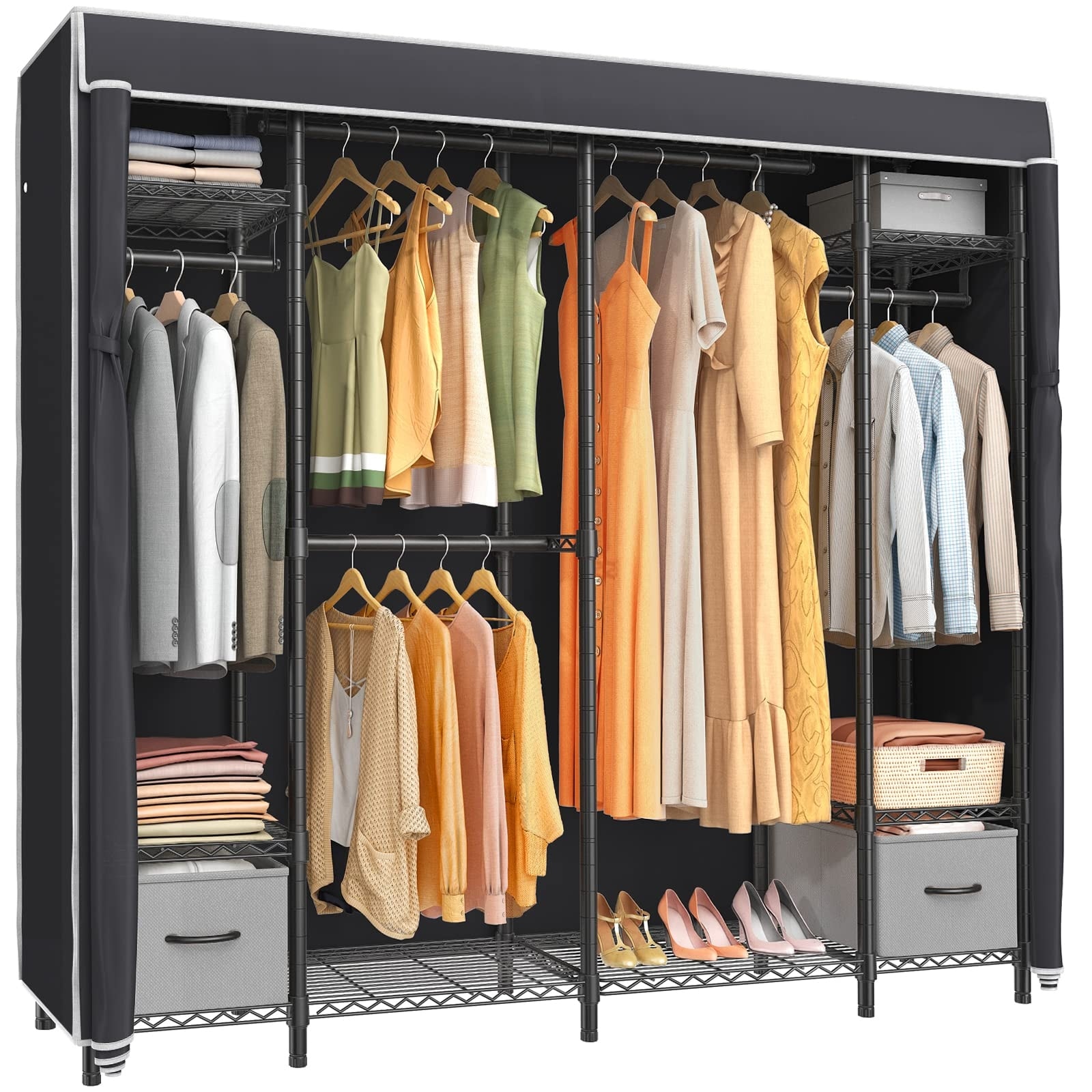 Bedroom Armoires Large Wire Garment Rack Covered Clothing Rack