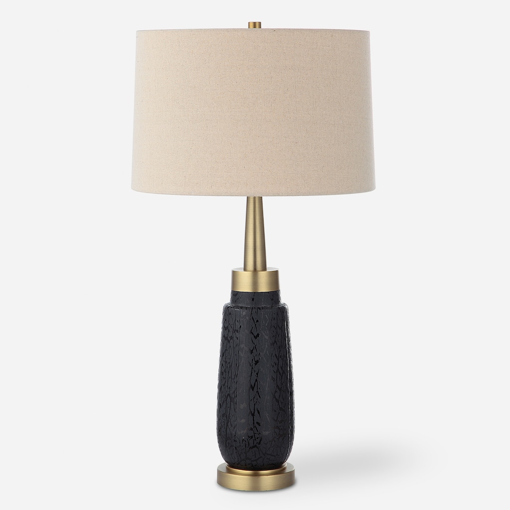 Uttermost Spyglass Black Wood Grain Table Lamp - 31"H,   Shade 10"H x 16"Dia.