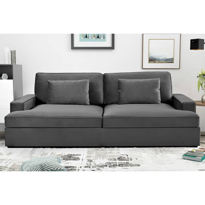 94.49''W Velvet Square arms Oversized Sofa / twin-sized Sofa Bed