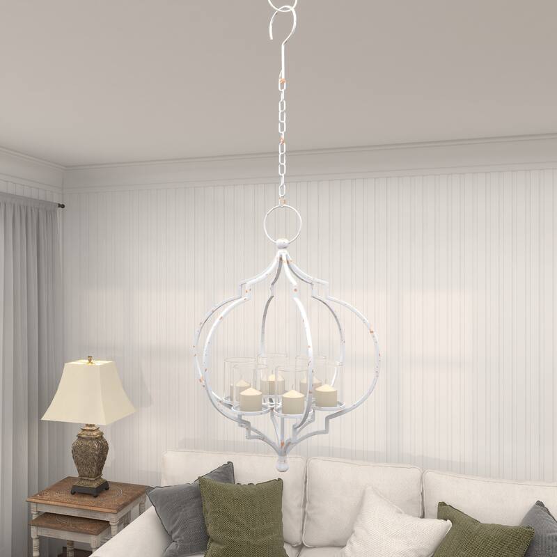 Elegant Decorative Metal Hanging Candelabra - Black or White