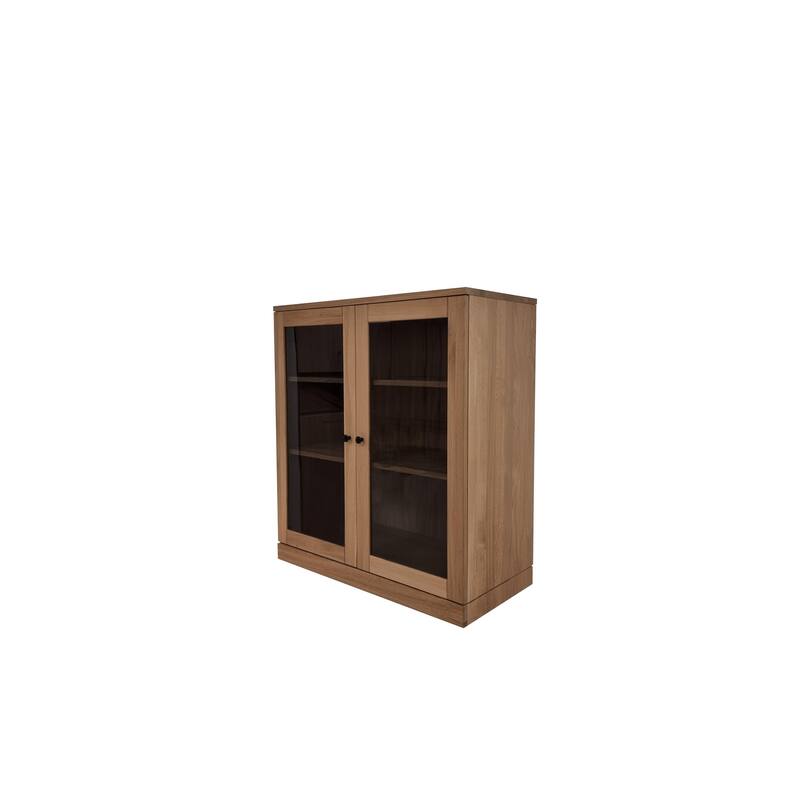 Palace Imports Premium 100% Solid European Oak Hardwood 6-Shelf Modular Bookcase with Tinted Glass Doors - 32" Wide, 71.5" Tall