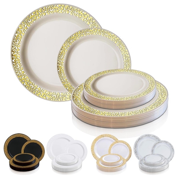 Shiny Lace Rim Disposable Plastic Plate Packs - Party Supplies. Opens flyout.