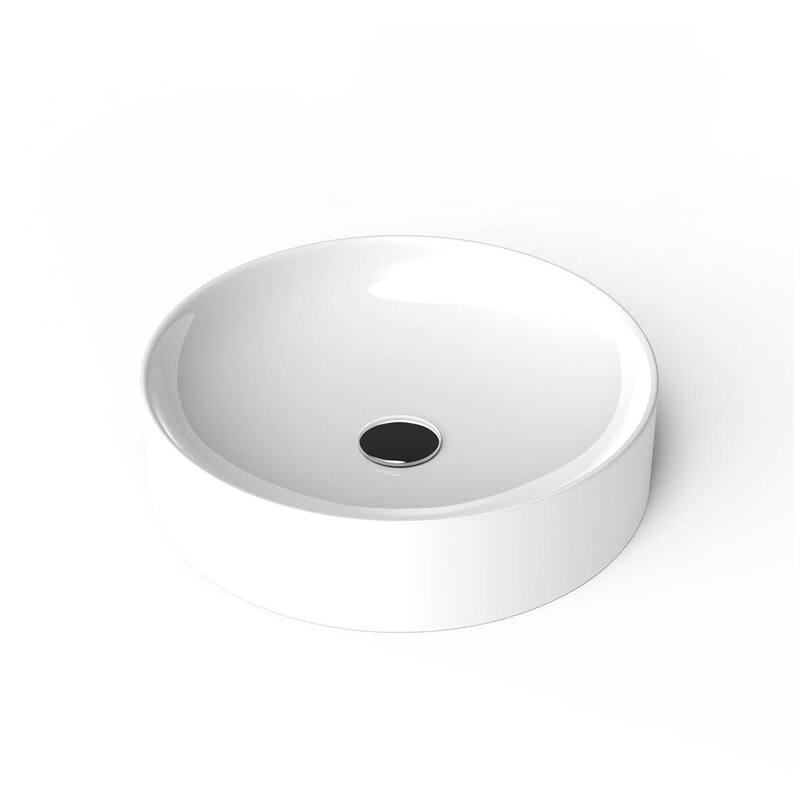 WS Bath Collections Fly 3043 Fly 16-7/8" Circular Ceramic Vessel - Glossy White