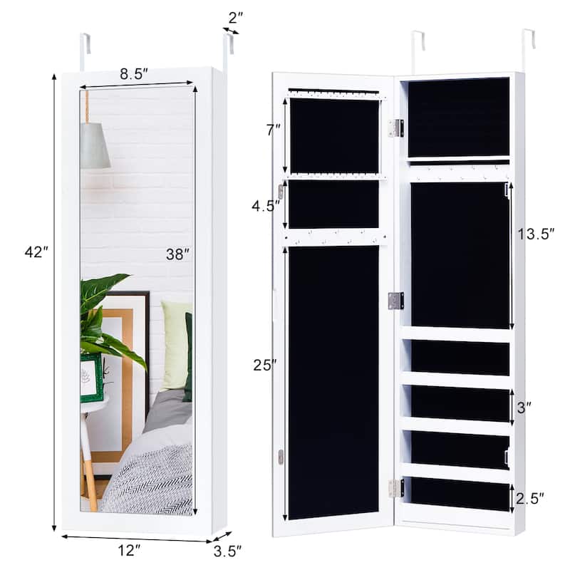 Wall Door Mounted Jewelry Armoire Cabinet Armoire Storage Organizer