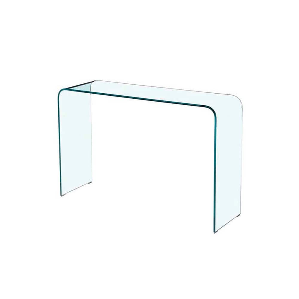 Narrow Modern Transparent Waterfall Glass Small Console