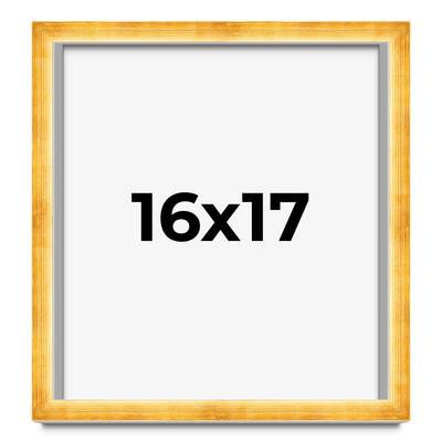 16x17 Shadow Box Frame Gold | 1.625 Inches Deep Real Wood Traditional