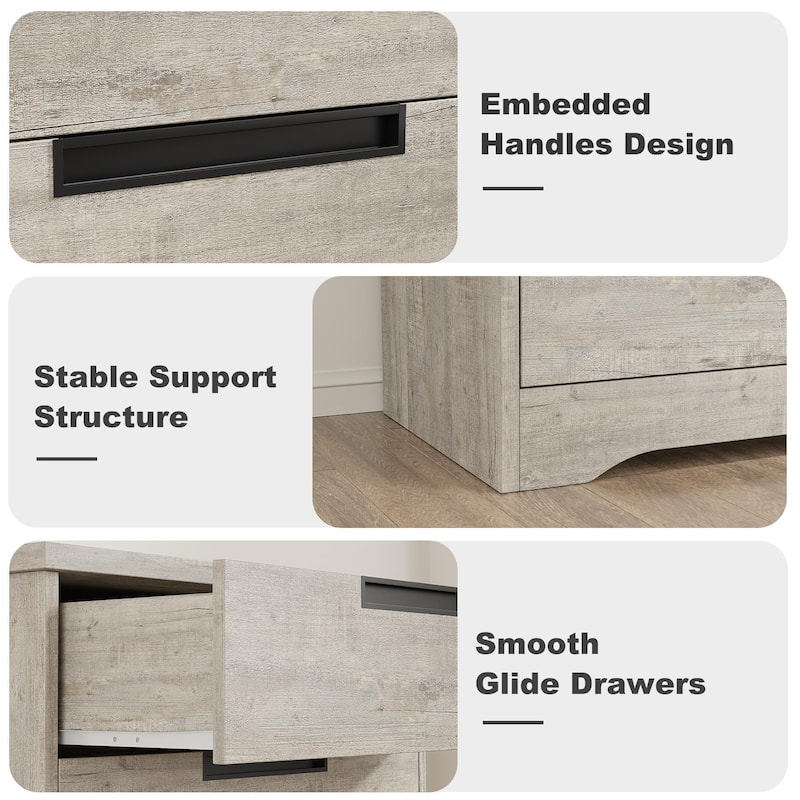 4/5 Drawer Dresser for Bedroom,Wooden Dresser Chest of Drawers with Embedded Handles