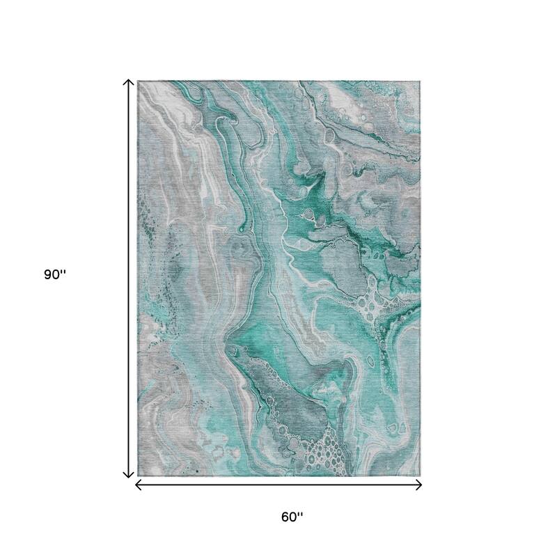 HomeRoots Abstract Modern Rectangle Outdoor Rug