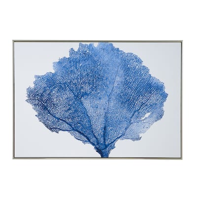 28 x 39 Framed Wall Art Decor, Abstract Tree Design, Blue and White Canvas