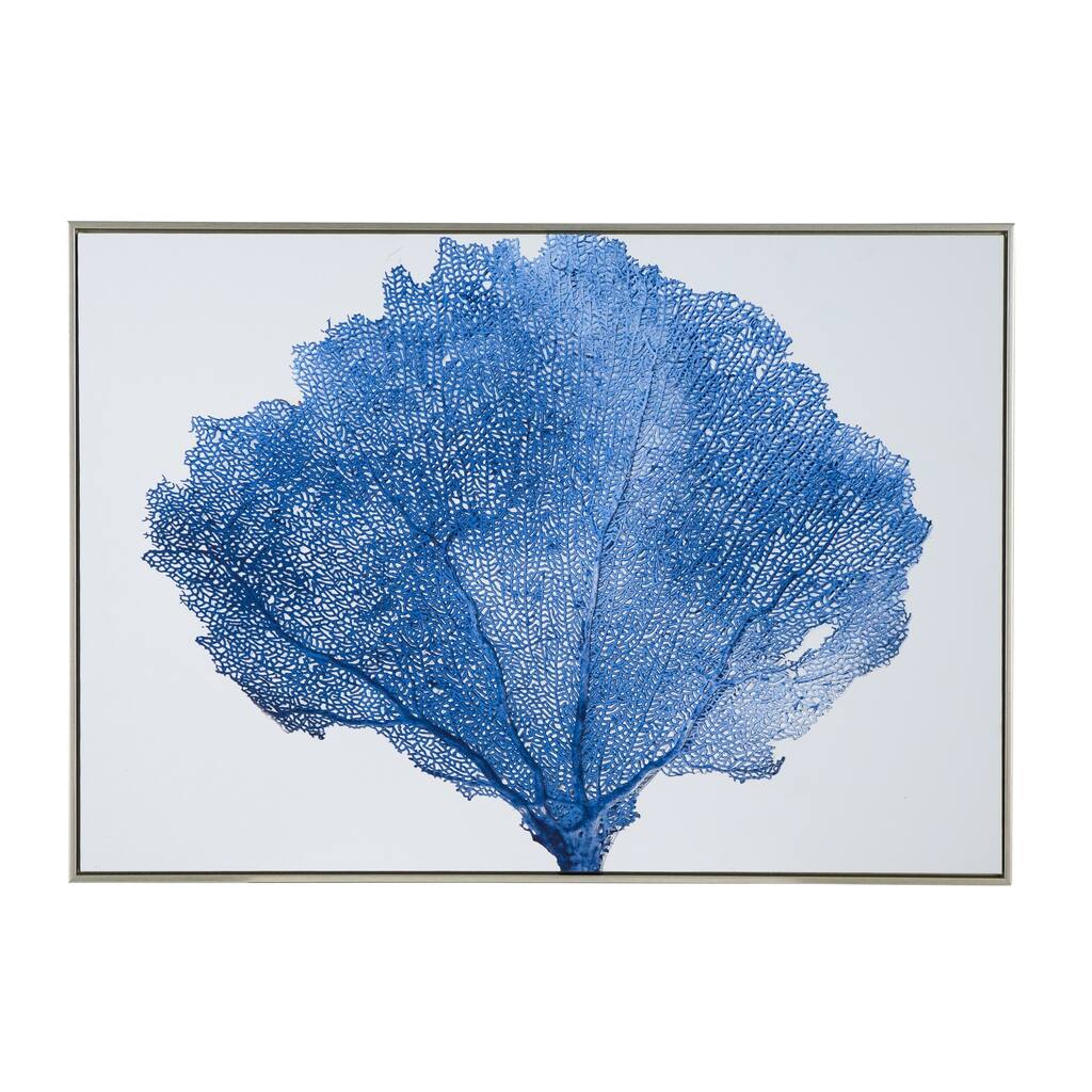 28 x 39 Framed Wall Art Decor, Abstract Tree Design, Blue and White Canvas