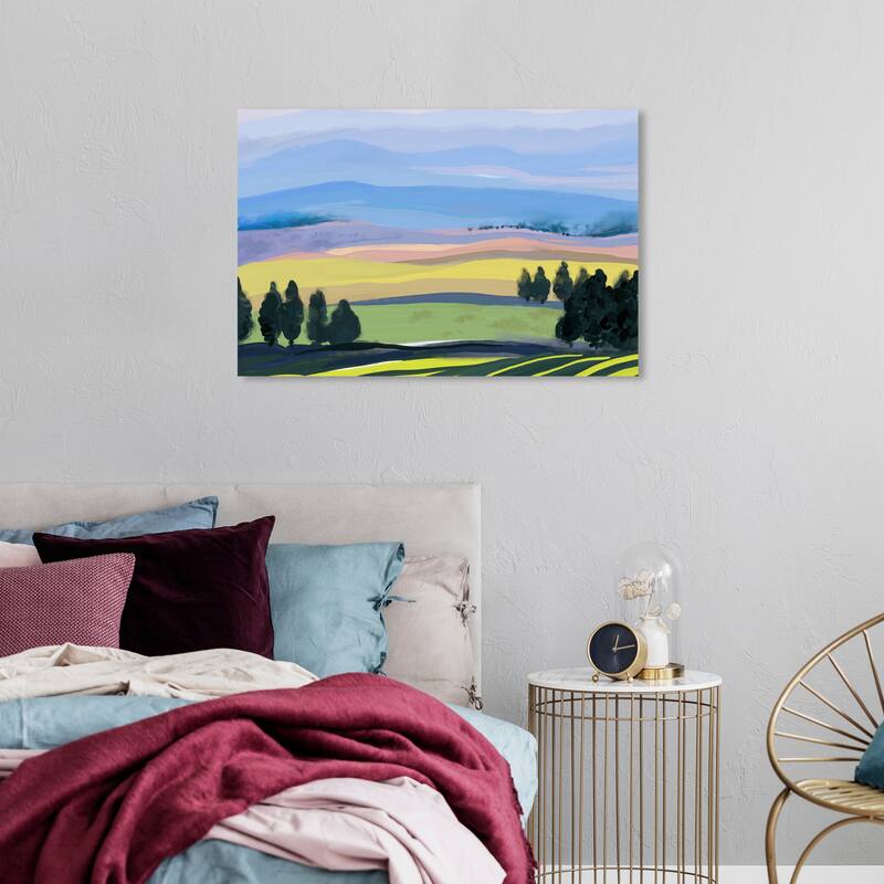 Wynwood Studio Canvas Nature and Landscape Bright Fields Green and Modern & Contemporary Wall Art Canvas Print
