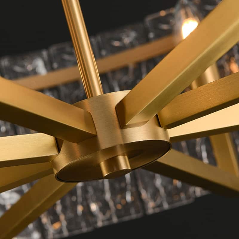 25.6 in. Gold Modern Crystal Chandelier Glam Dimmable Pendant Light With Clear Glass for Living Dining Room