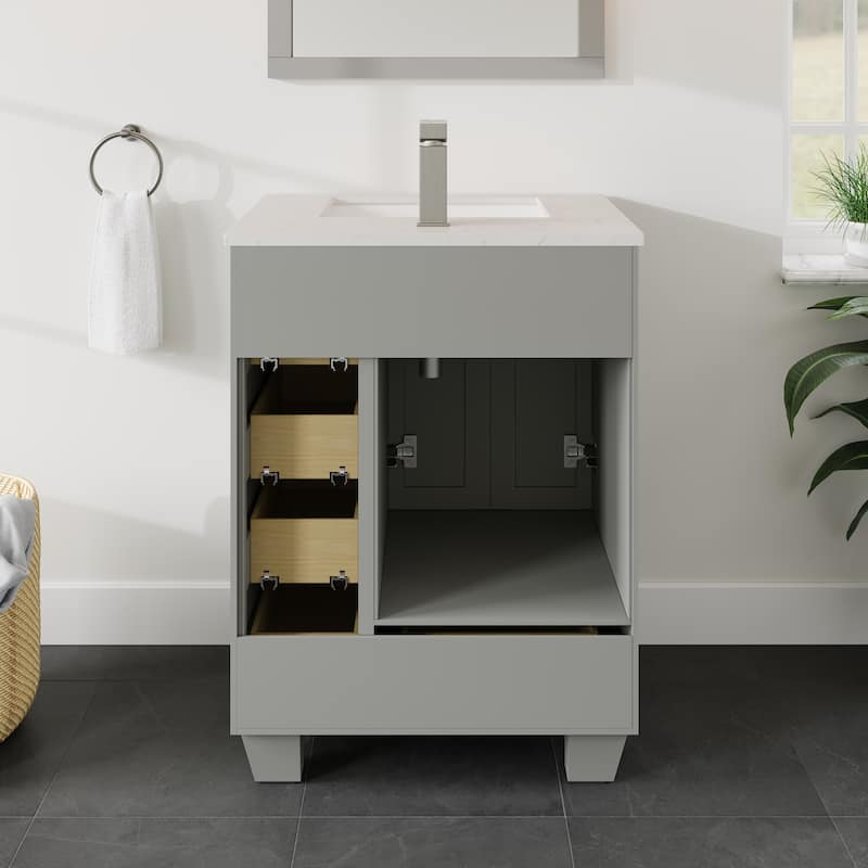 Eviva Acclaim 24"W Bath Vanity with Carrara Quartz Top & Undermount Sink