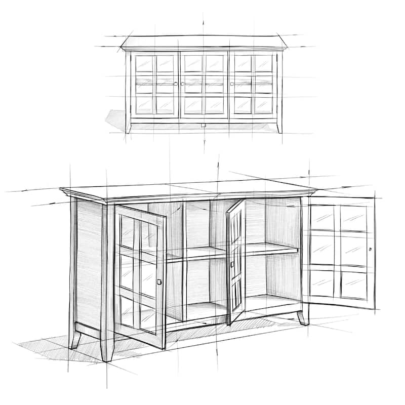 WYNDENHALL Normandy SOLID WOOD 62 inch Wide Transitional Wide Storage Cabinet - 62"w x 18"d x 34" h