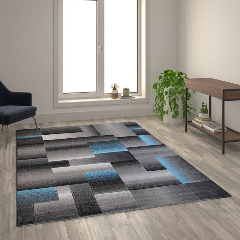 Modern Geometric Style Color Blocked Indoor Area Rug