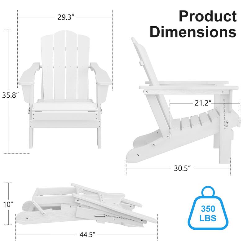 Plastic Folding Outdoor Patio Adirondack Chair With Slat Seat