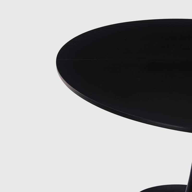 42.1" Mid-century Dining Table for 4-6 People - Round MDF Table Top, Pedestal Dining Table, Coffee Table - Black