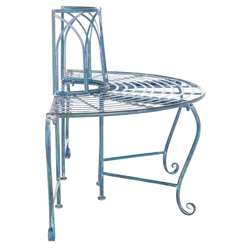 SAFAVIEH Nya Victorian Wrought Iron 50-inch Outdoor Tree Bench - 50 In. W x 24 In. D x 31 In. H - 50"W x 24"D x 31"H