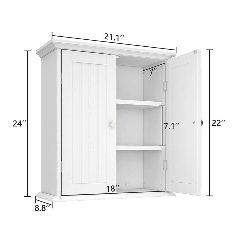 Bathroom Wall Cabinet, Over The Toilet Space Saver Storage Cabinet - 8.8"D x 21.1"W x 24"H