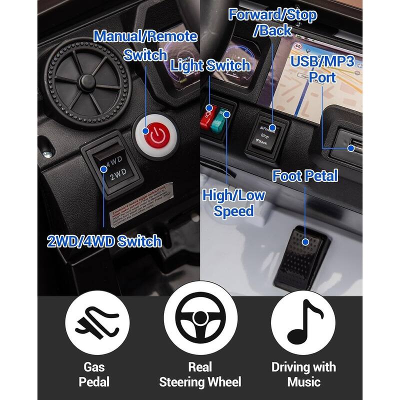 2-Seater Kids Electric Ride On Car Toy, Licensed Toyota LC250 for Kids Best Gifts