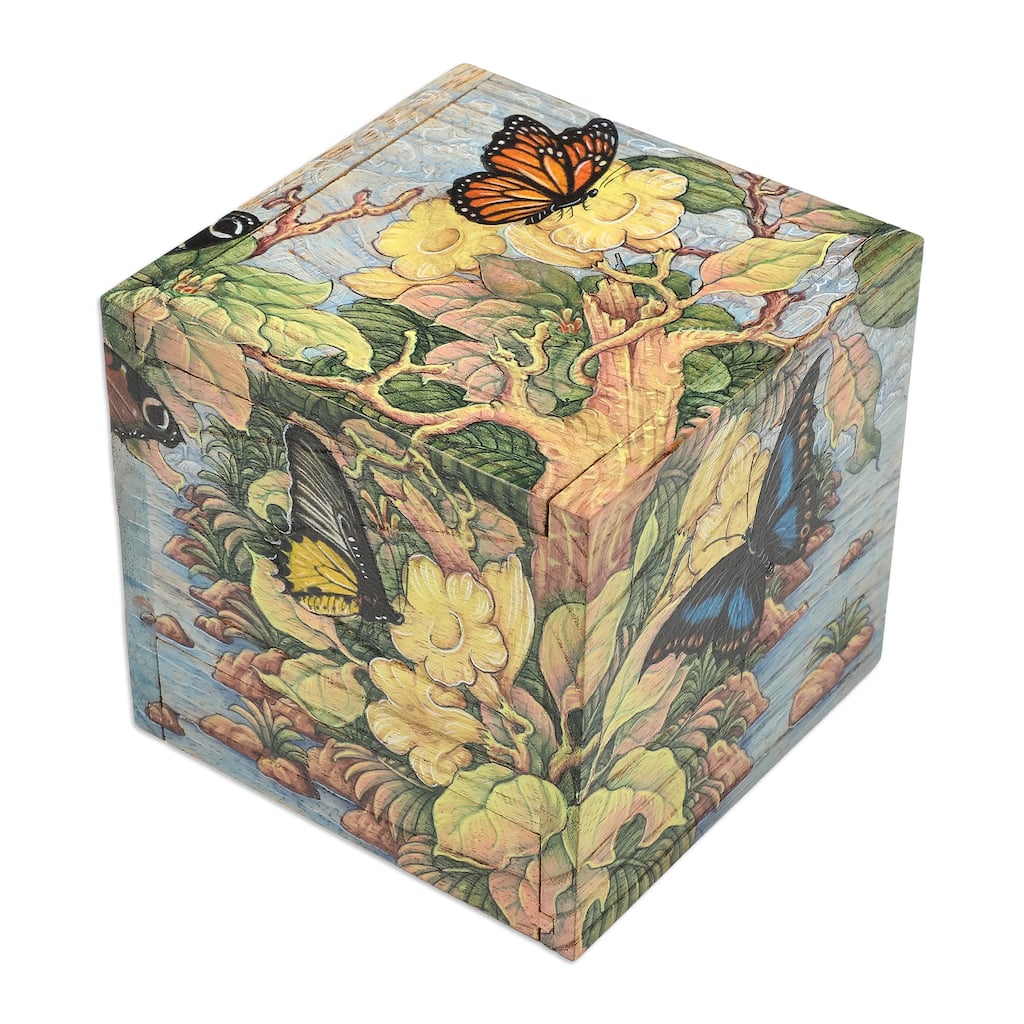 Novica Handmade Tropical Forest Wood Jewelry Box