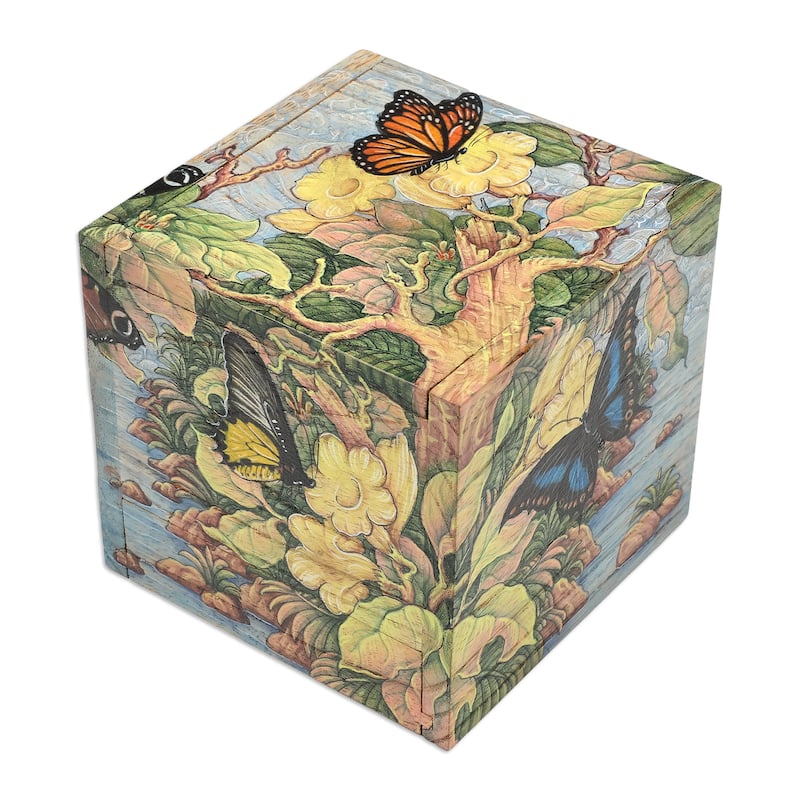 Novica Handmade Tropical Forest Wood Jewelry Box