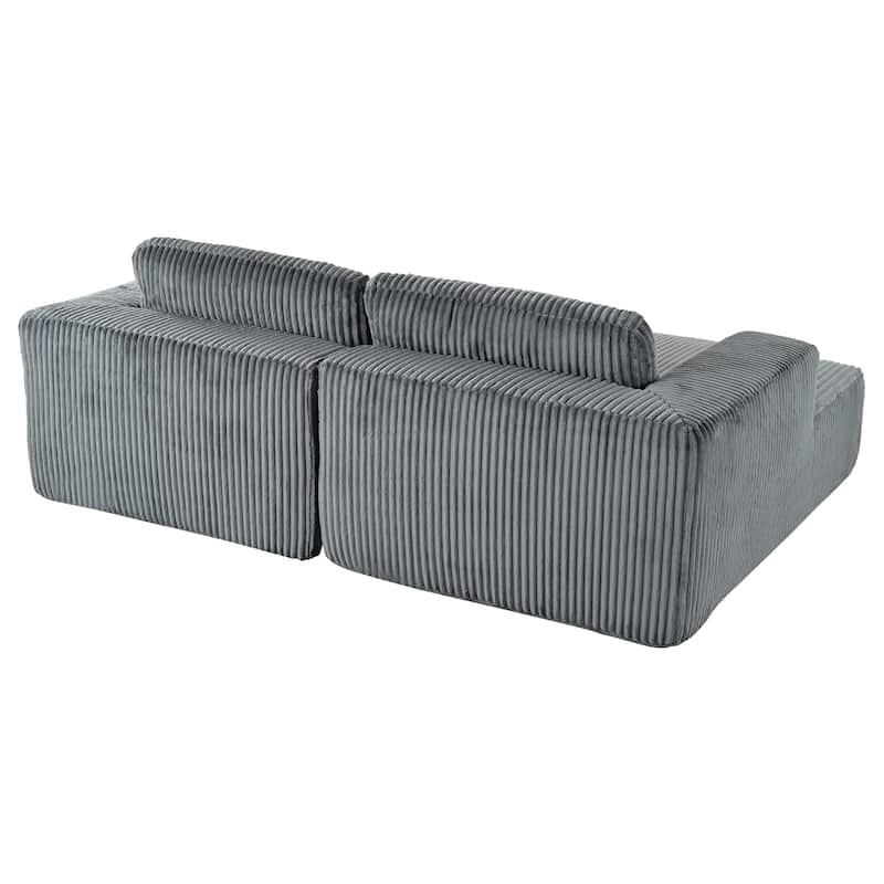 86.6" Oversized Double Chaise Lounge Sofa Chair, Modern Sectional Cloud Couch, Corduroy Upholstered Floor Loveseat Sleeper Bed