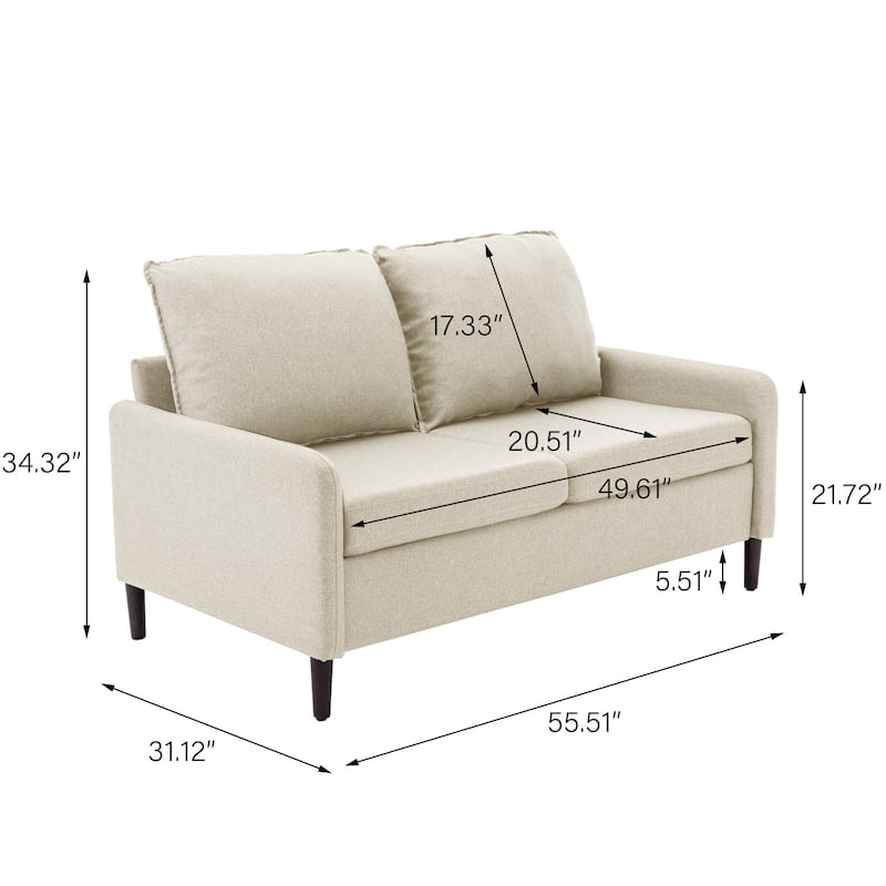 Living Room Loveseat Linen Sofa