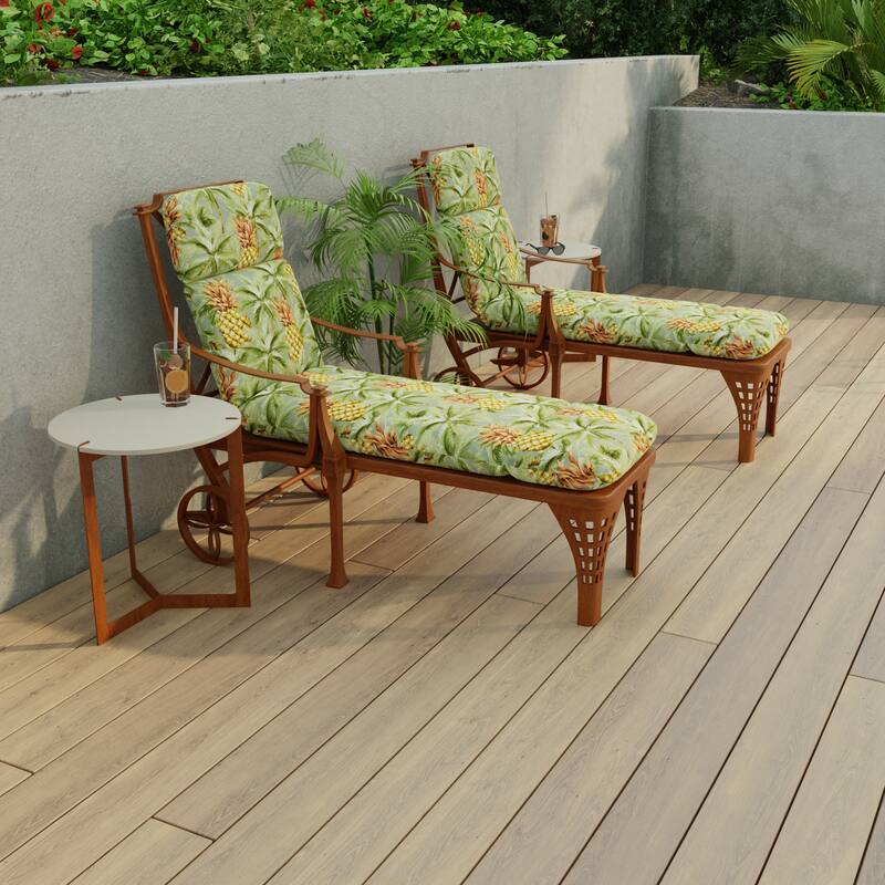 74" x 22" Outdoor Chaise Lounge Cushion with Ties and Loop - 74'' L x 22'' W x 5'' H
