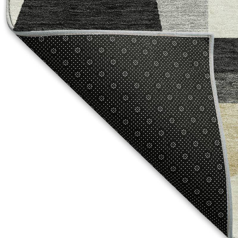 Machine Washable Indoor/ Outdoor Contemporry Mosaic Chantille Rug