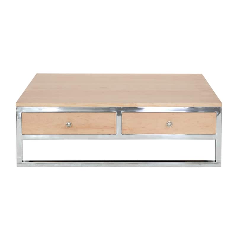 Pasargad Home Arden Square Modern Coffee Table with 2 Drawers - W36" x D36" x H12"