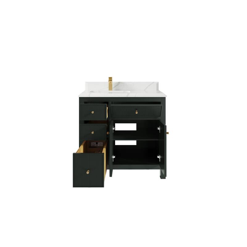Willow Collections 36 in W x 22 in D Sonoma Left Offset Free Standing Reeded Bathroom Vanity with Countertop